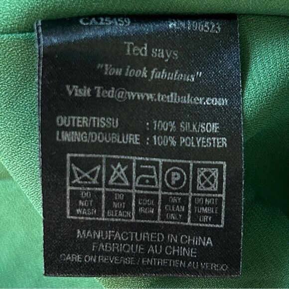 Ted Baker London Green White Floral Babydoll Libbie Silk Slip Dress Size 2 - Picture 6 of 11